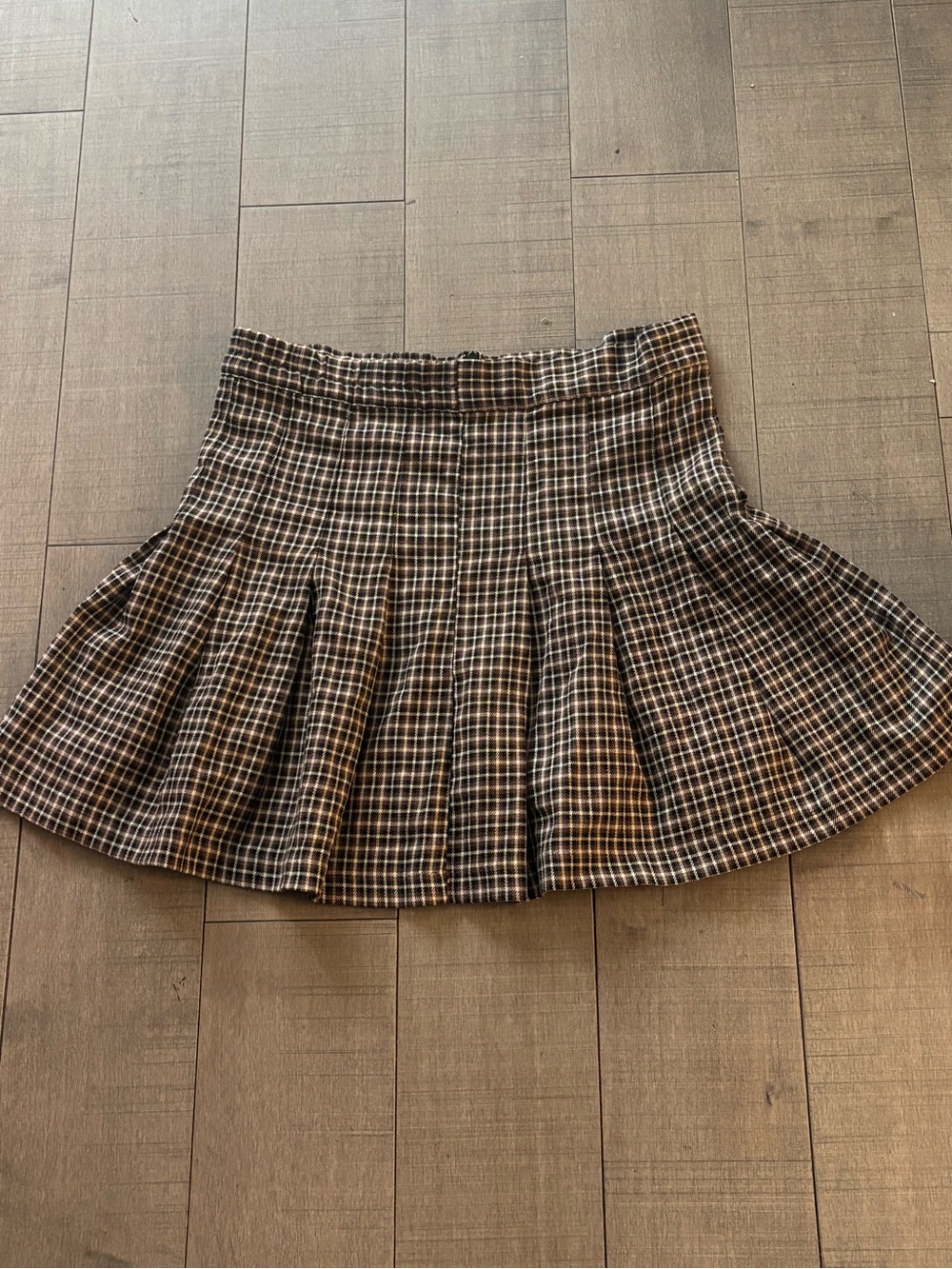 ♠️5/$25♠️Classic Plaid Pleated Mini Skirt - Brown/White